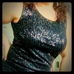 Sexy Classy black lined sequins tank top